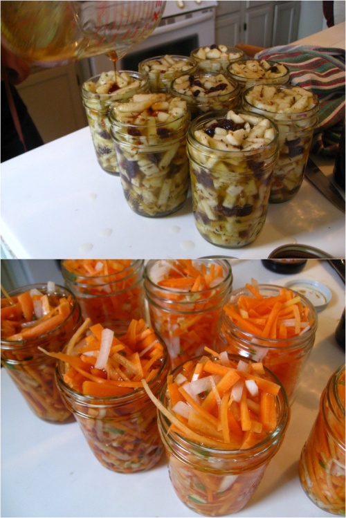 Fermented Apple Chutney and Spicy Carrot Kimchi